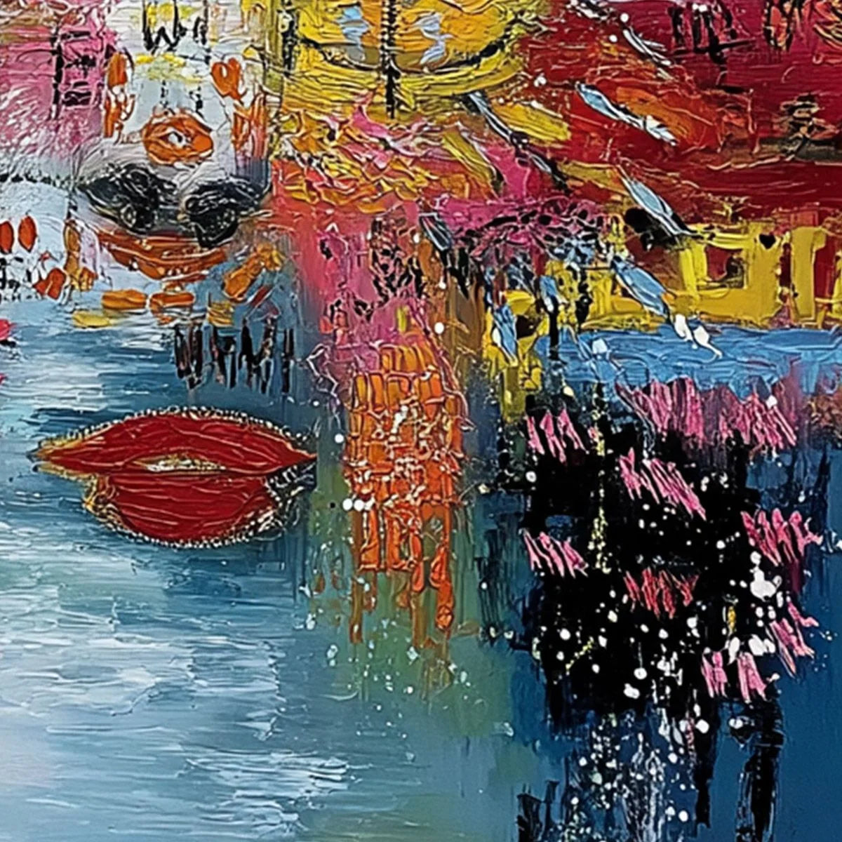 STATIC MIND: Colorful Abstract Impasto Portrait Wall Art | rolled canvas, ready for custom framing