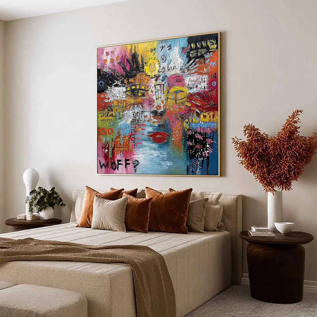 STATIC MIND: Colorful Abstract Impasto Portrait Wall Art | Abstract mood, soft natural light studio shot