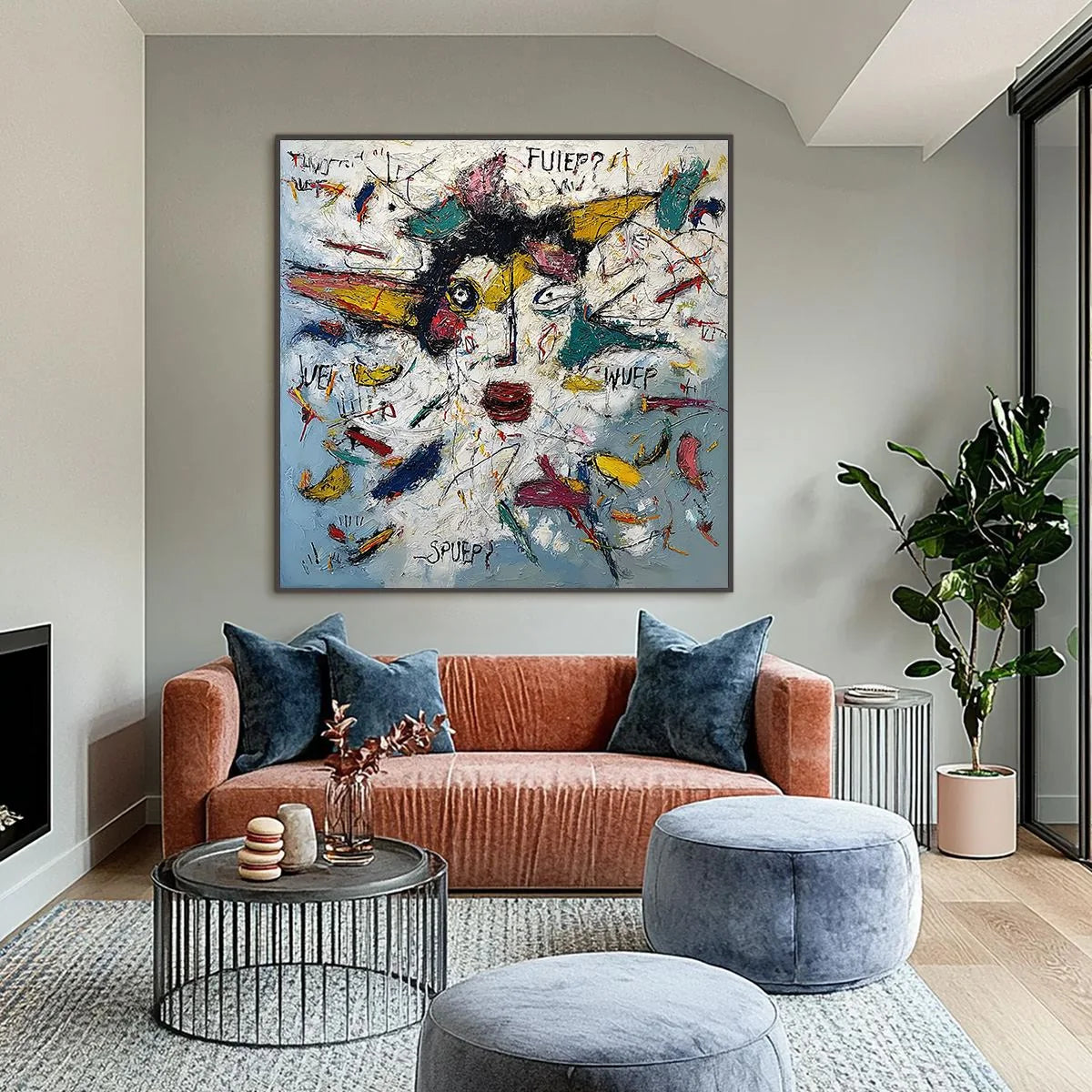 STATIC MIND: Colorful Textured Abstract Expressionist Wall Art | Abstract closeup, raised brushwork detail