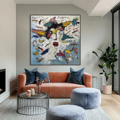 STATIC MIND: Colorful Textured Abstract Expressionist Wall Art | Abstract closeup, raised brushwork detail