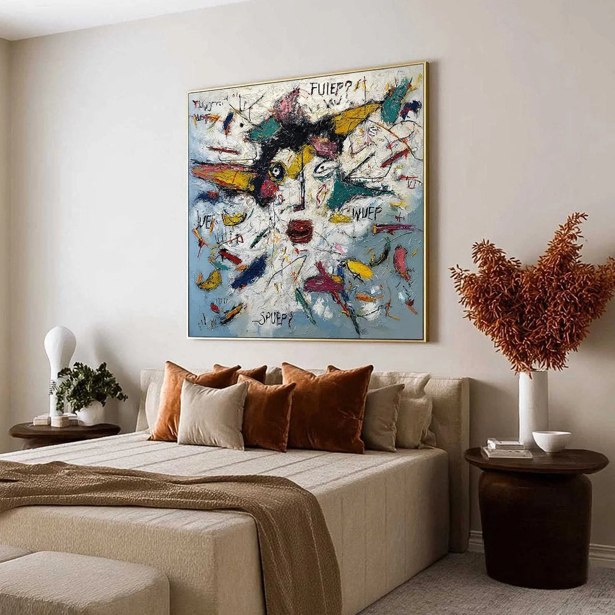 STATIC MIND: Colorful Textured Abstract Expressionist Wall Art | Abstract mood, soft natural light studio shot