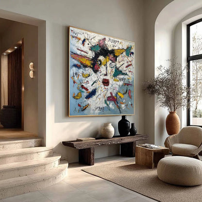 STATIC MIND: Colorful Textured Abstract Expressionist Wall Art | multi-color palette, original oil on stretched canvas art