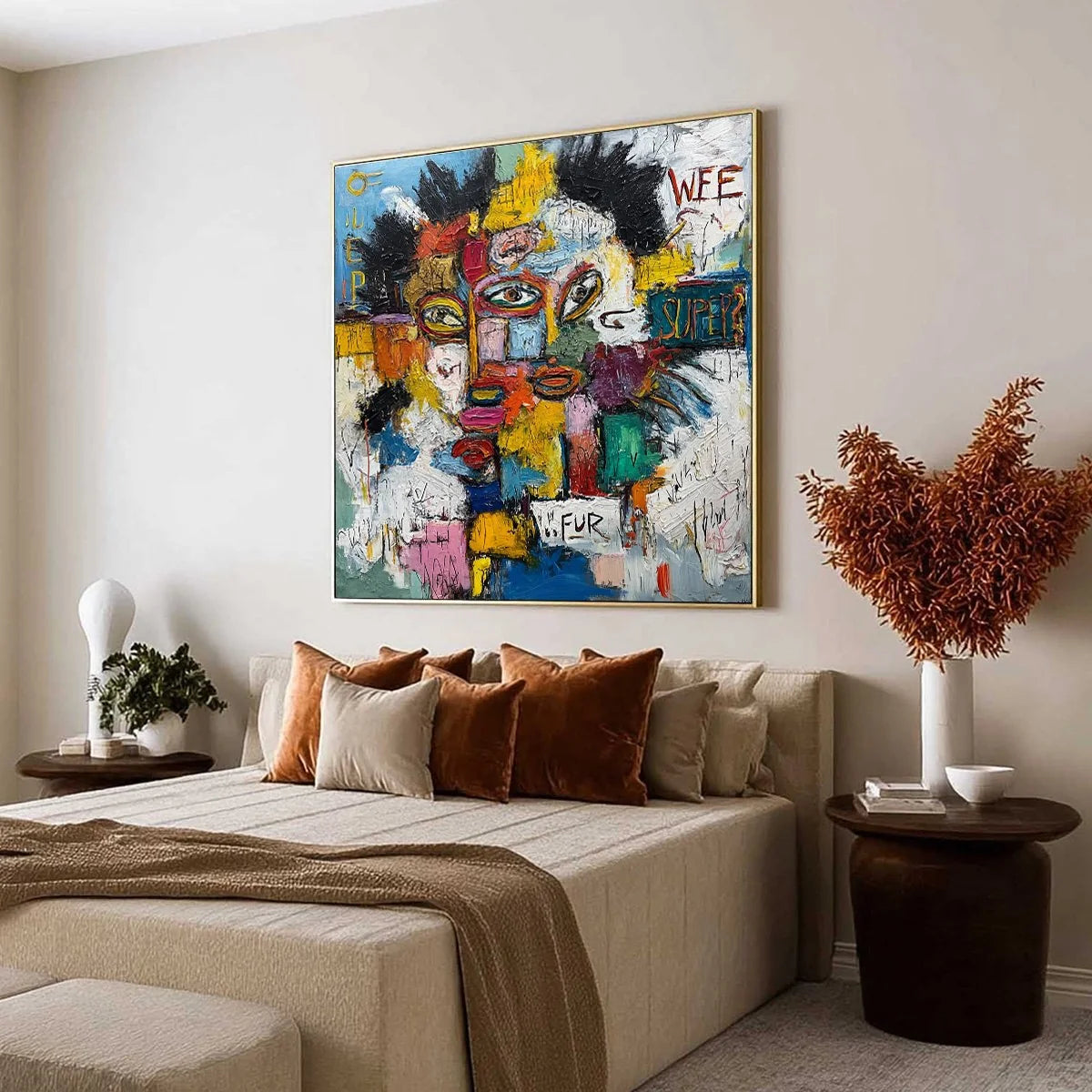 STATIC MIND: Large Colorful Abstract Portrait Oil Painting | Abstract mood, soft natural light studio shot