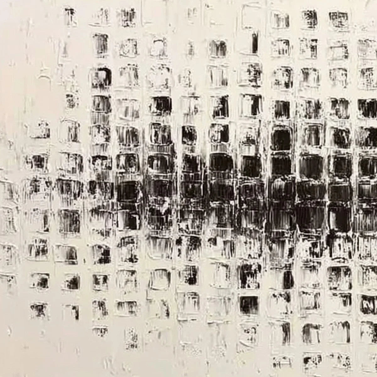 STATIC RHYTHM: Textured Black and White Minimalist Abstract Painting | rolled canvas, ready for custom framing