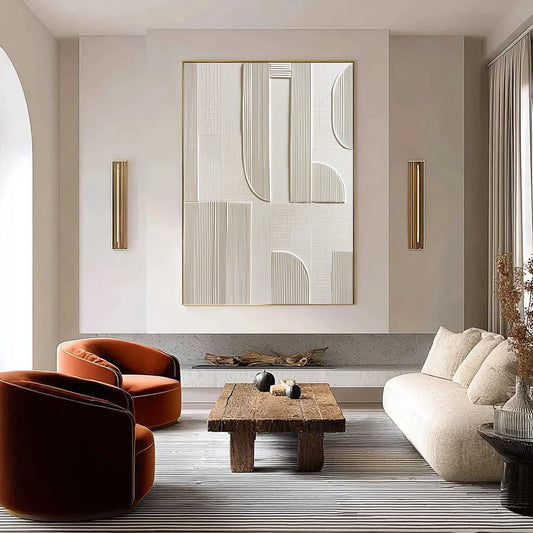 STATIC RHYTHM: Textured White Minimalist Abstract Wall Art