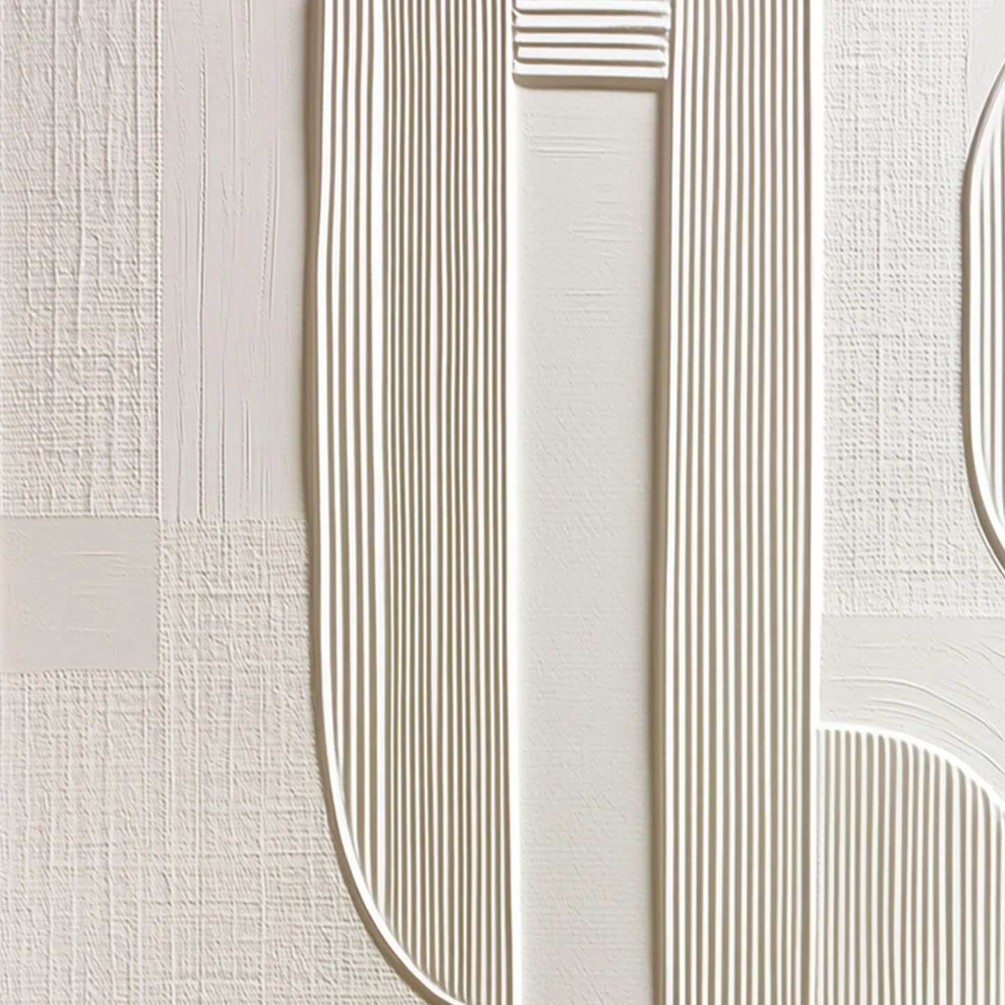 STATIC RHYTHM: Textured White Minimalist Abstract Wall Art | rectangular format, hand-painted canvas edge