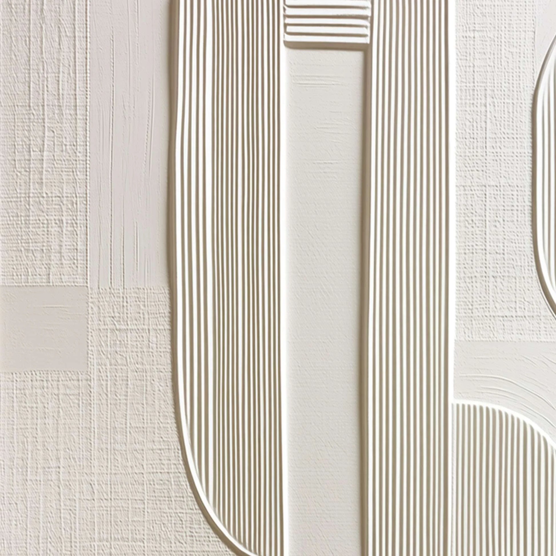 STATIC RHYTHM: Textured White Minimalist Abstract Wall Art | rectangular format, hand-painted canvas edge