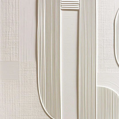 STATIC RHYTHM: Textured White Minimalist Abstract Wall Art | rectangular format, hand-painted canvas edge