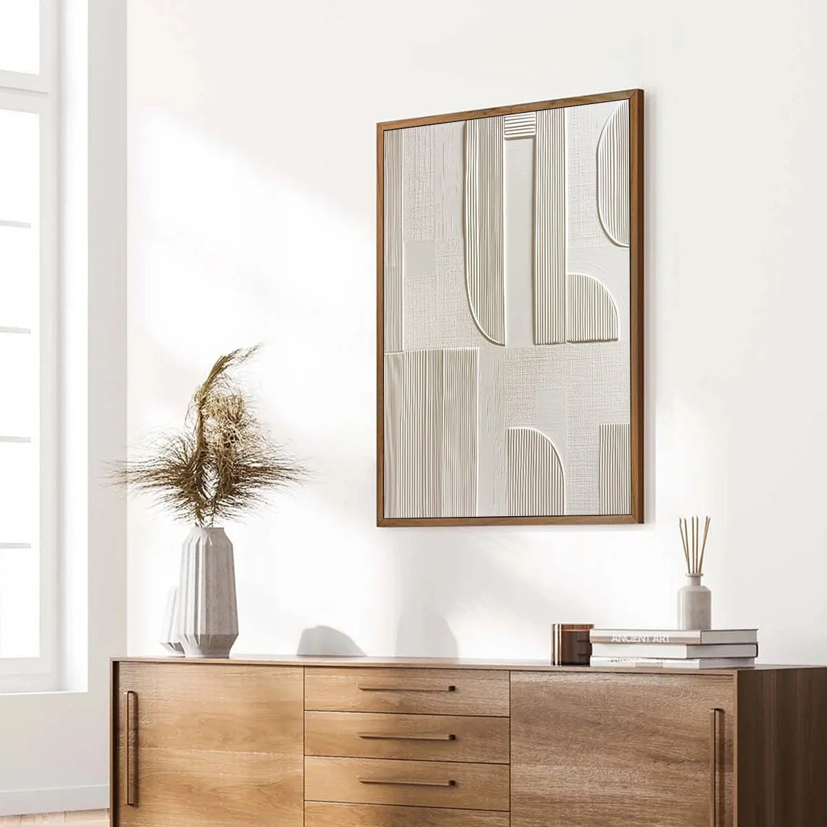STATIC RHYTHM: Textured White Minimalist Abstract Wall Art | multi-color palette, original oil on stretched canvas art