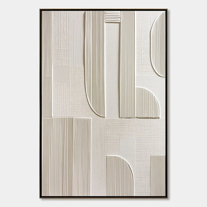 STATIC RHYTHM: Textured White Minimalist Abstract Wall Art | hanging in living room, Minimalist wall art