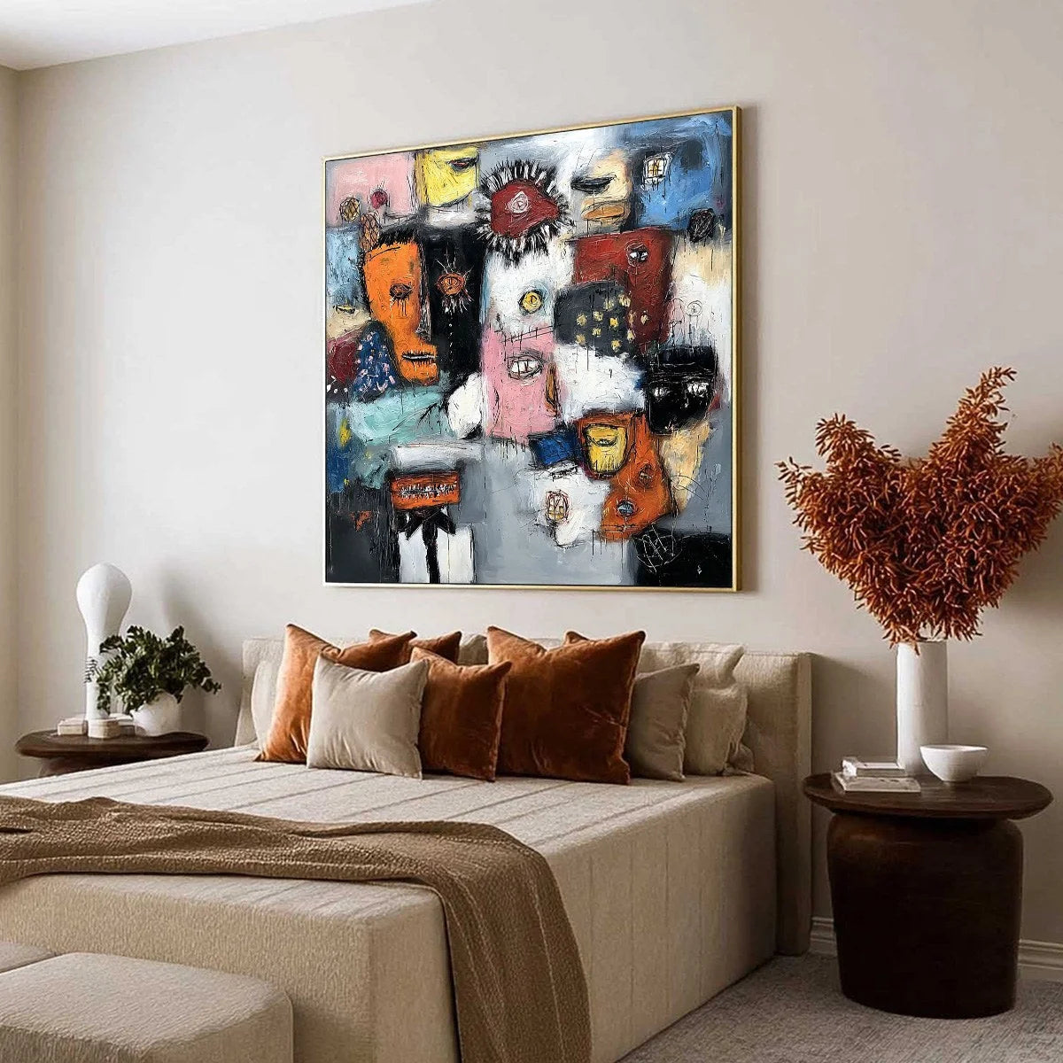 STATIC: Expressive Neo-Expressionist Abstract Faces Painting | Abstract mood, soft natural light studio shot