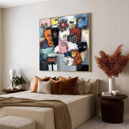 STATIC: Expressive Neo-Expressionist Abstract Faces Painting | Abstract mood, soft natural light studio shot