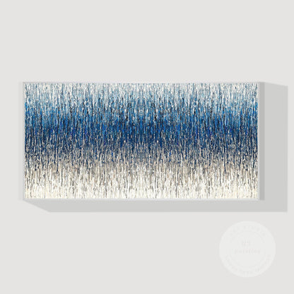Steel Blue Gray Textured Abstract Painting, 3D Horizontal Wall Art Canvas, Extra #11
