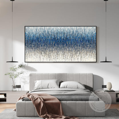 Steel Blue Gray Textured Abstract Painting, 3D Horizontal Wall Art Canvas, Extra #4