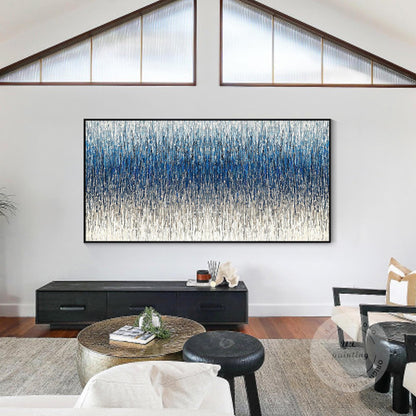 Steel Blue Gray Textured Abstract Painting, 3D Horizontal Wall Art Canvas, Extra #5