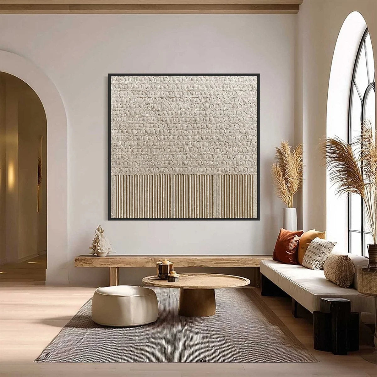 STONE TABLET: Textured Wabi Sabi Minimalist Abstract Painting | Minimalist closeup, raised brushwork detail
