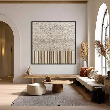 STONE TABLET: Textured Wabi Sabi Minimalist Abstract Painting | Minimalist closeup, raised brushwork detail
