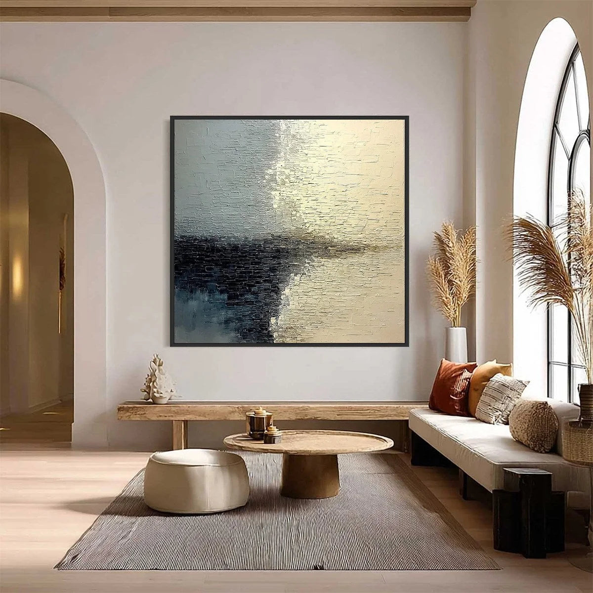 STONEHAVEN: Large Square Wabi Sabi Textured Abstract Painting | Abstract closeup, raised brushwork detail