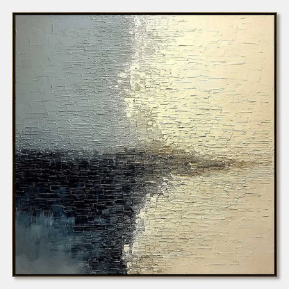 STONEHAVEN: Large Square Wabi Sabi Textured Abstract Painting | hanging in living room, Abstract wall art