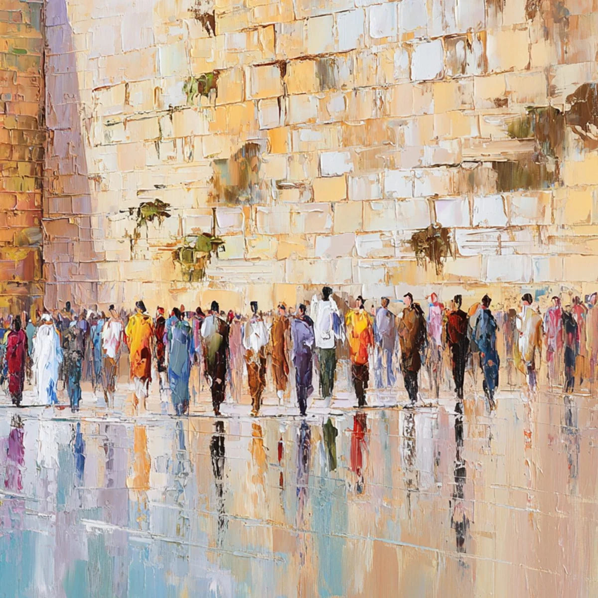 STONES OF REVERENCE: Textured Palette Knife Painting of a Historic Pilgrimage | rectangular format, hand-painted canvas edge
