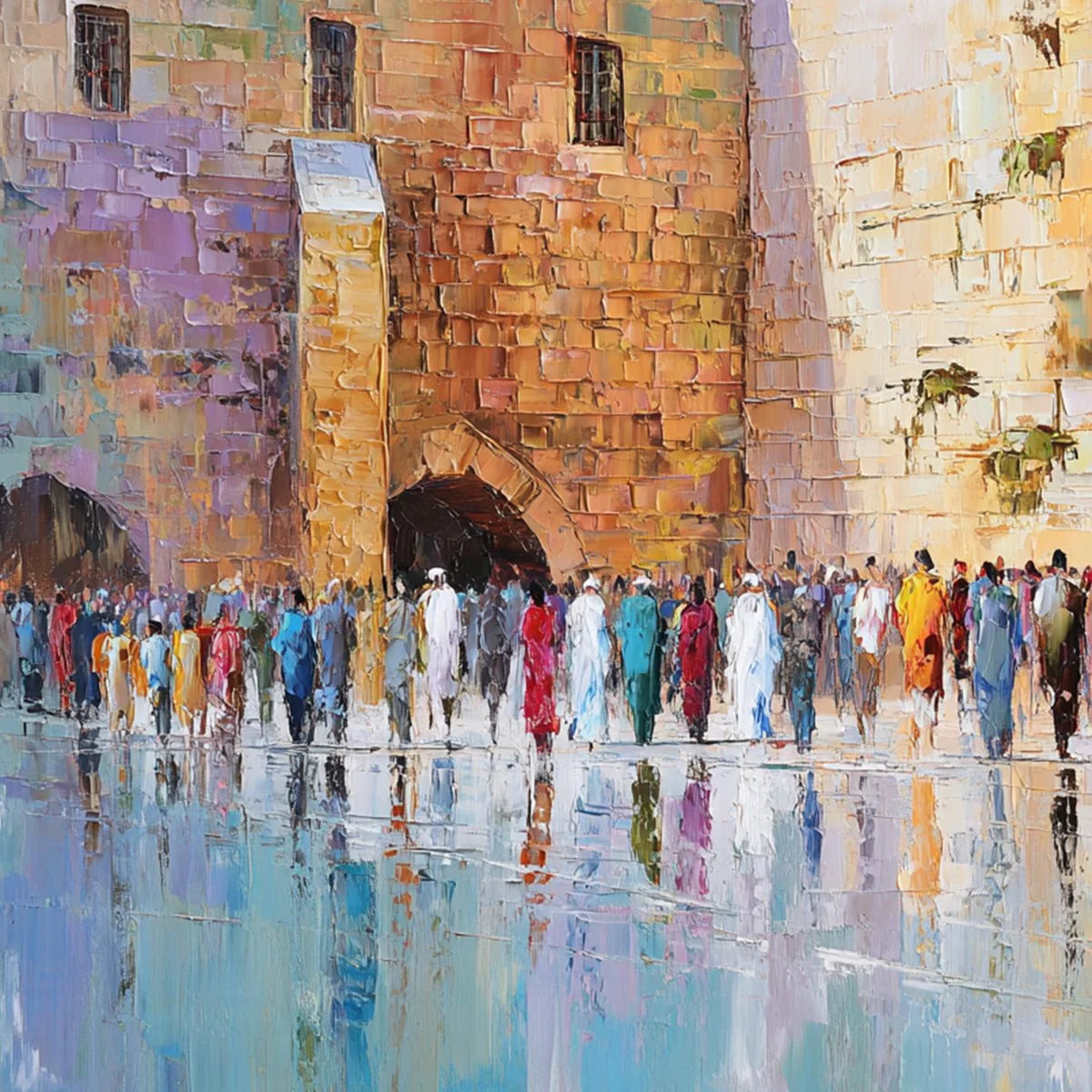 STONES OF REVERENCE: Textured Palette Knife Painting of a Historic Pilgrimage | rolled canvas, ready for custom framing