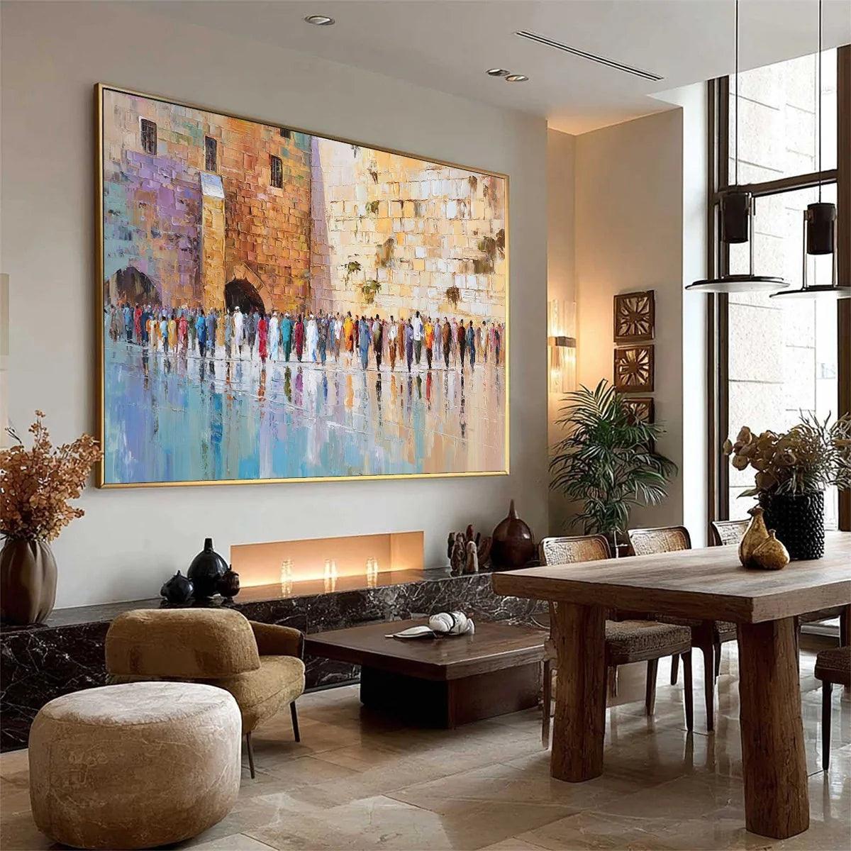 STONES OF REVERENCE: Textured Palette Knife Painting of a Historic Pilgrimage | multi-color palette, original oil on stretched canvas art