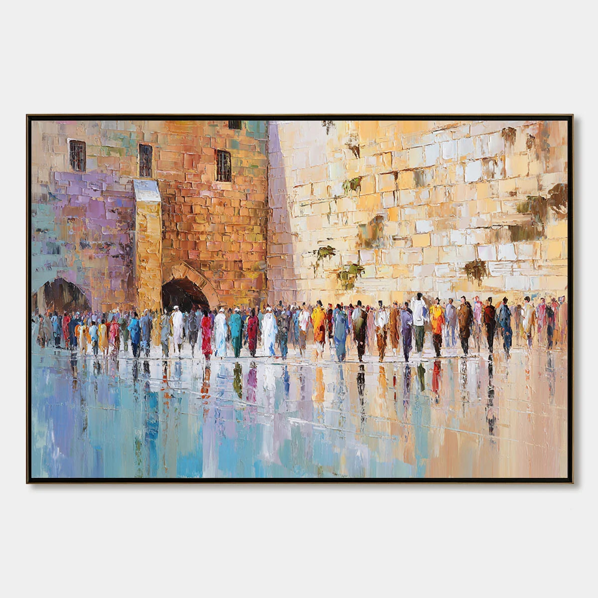 STONES OF REVERENCE: Textured Palette Knife Painting of a Historic Pilgrimage | hanging in living room, Abstract wall art