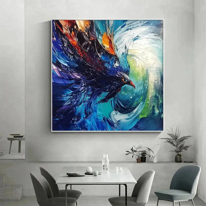 STORM RAZOR: Dynamic Impasto Bird Painting | Figurative closeup, raised brushwork detail