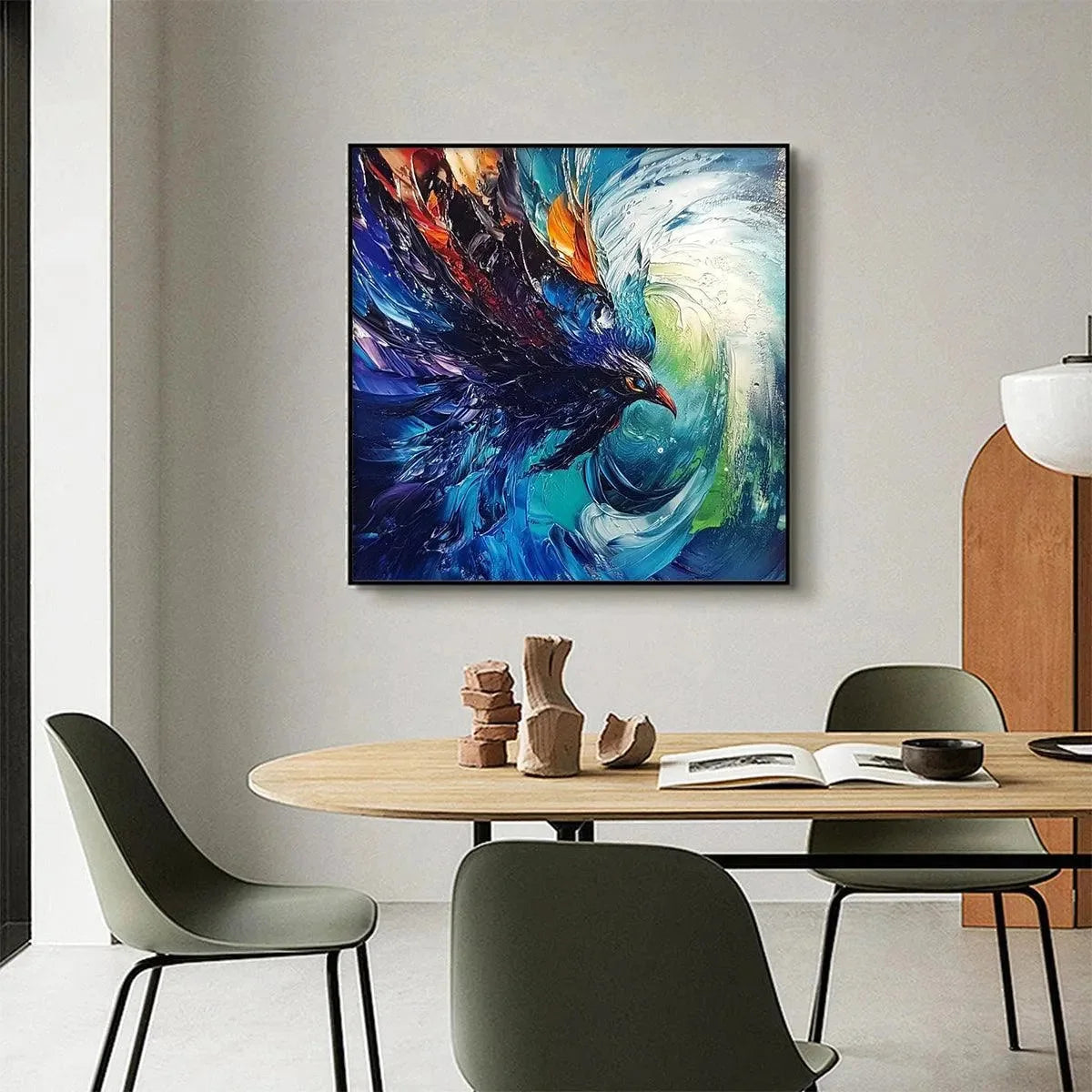 STORM RAZOR: Dynamic Impasto Bird Painting | rolled canvas, ready for custom framing