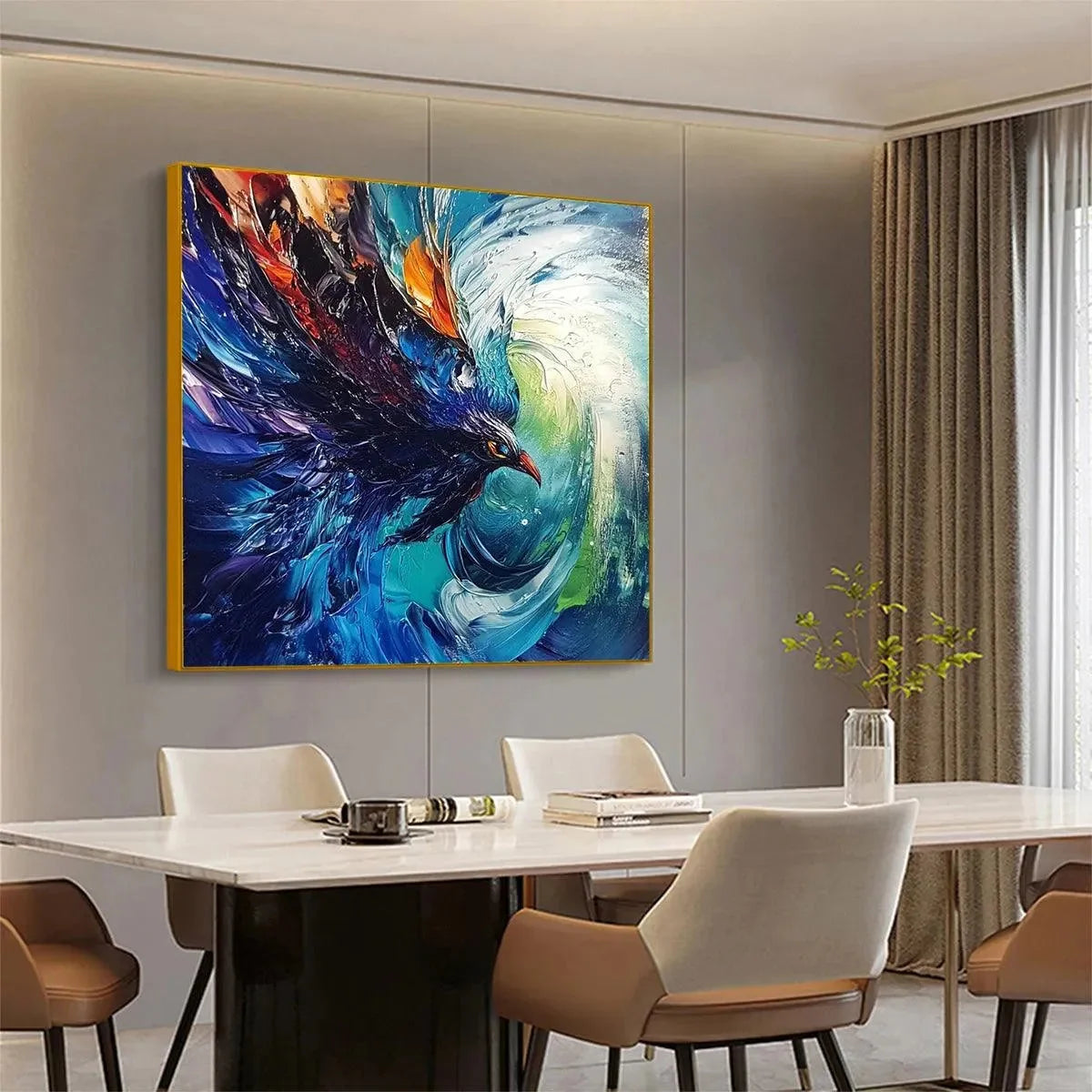 STORM RAZOR: Dynamic Impasto Bird Painting | Figurative mood, soft natural light studio shot