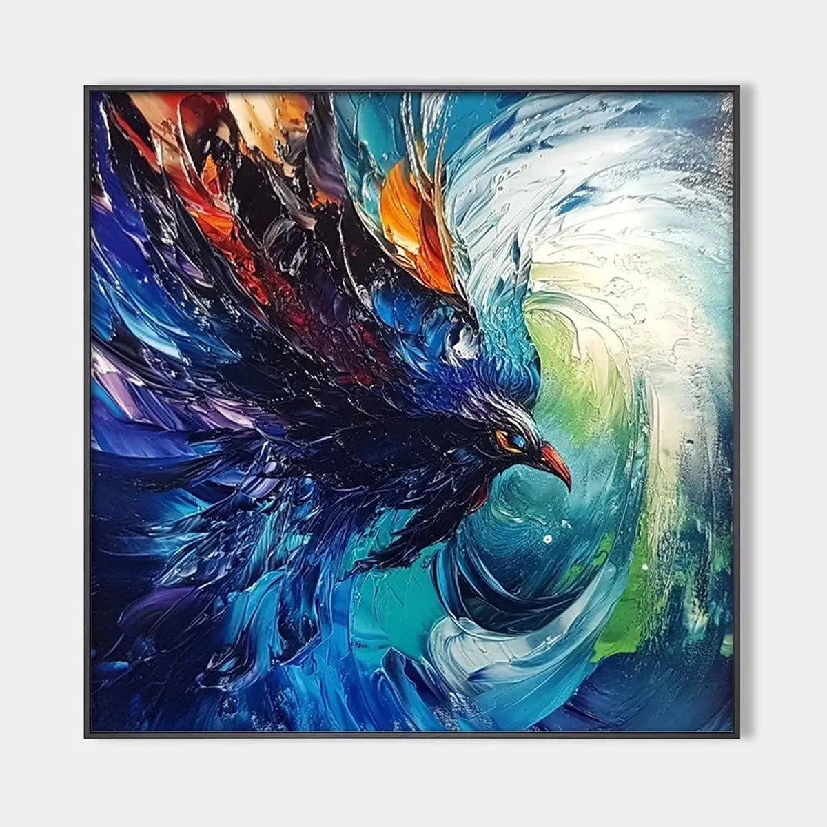 STORM RAZOR: Dynamic Impasto Bird Painting | hanging in living room, Figurative wall art