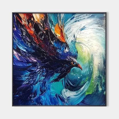 STORM RAZOR: Dynamic Impasto Bird Painting | hanging in living room, Figurative wall art