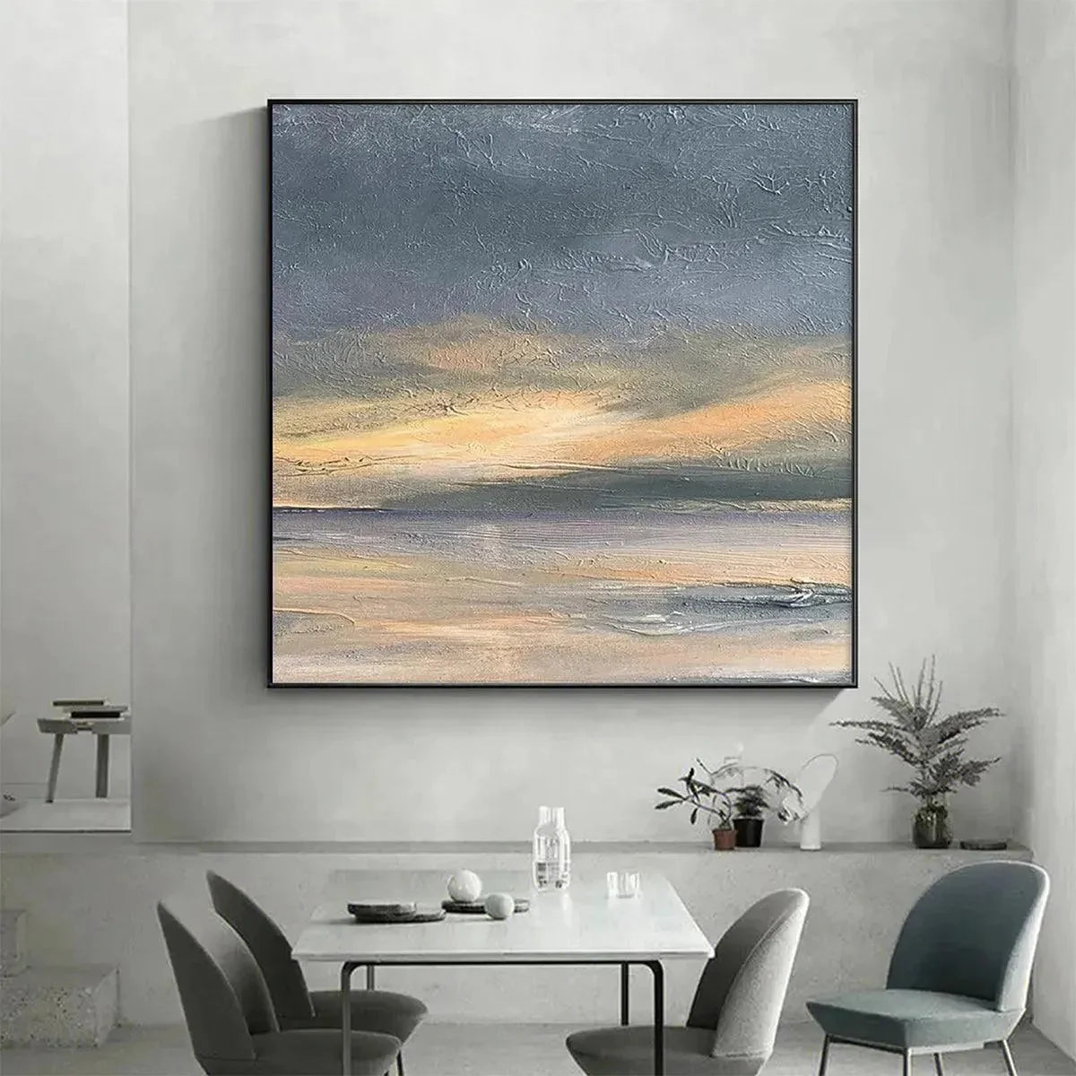 STORMY SEASCAPE: Textured Seascape Painting, Square Wall Art | Abstract closeup, raised brushwork detail