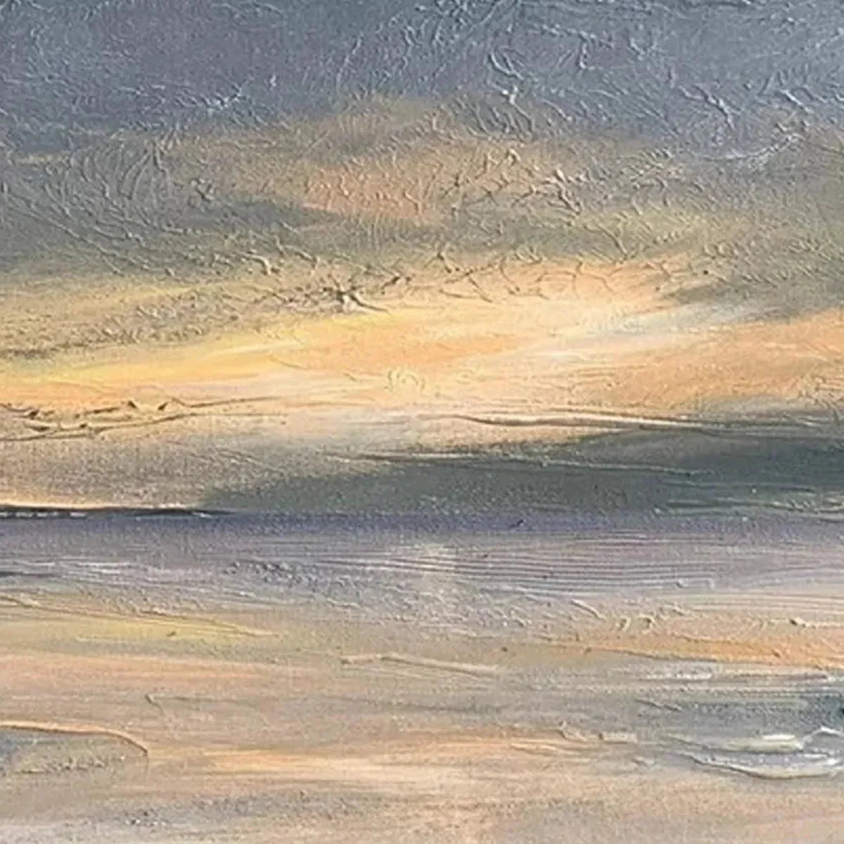STORMY SEASCAPE: Textured Seascape Painting, Square Wall Art | gold frame stretched on neutral wall