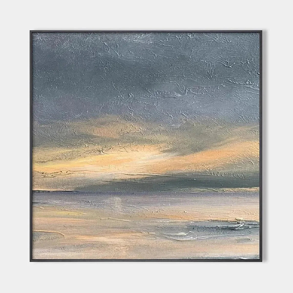 STORMY SEASCAPE: Textured Seascape Painting, Square Wall Art | hanging in living room, Abstract wall art