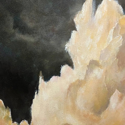 STORMY SKIES: Textured Cloudscape Painting, Vertical Wall Art | rectangular format, hand-painted canvas edge