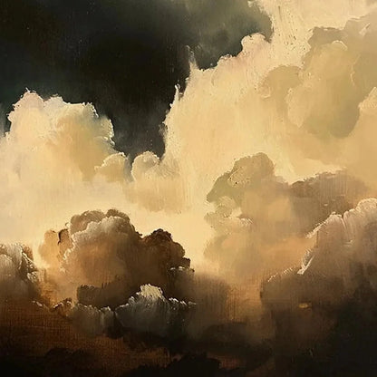 STORMY SKIES: Textured Cloudscape Painting, Vertical Wall Art | multi-color palette, original oil on stretched canvas art