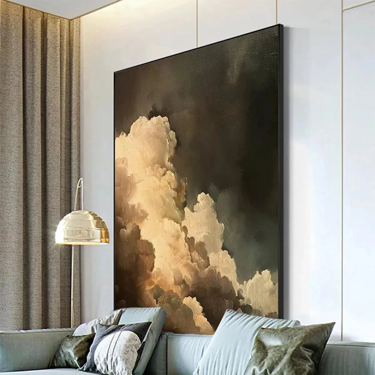 EVENING CLOUDS: Textured Cloudscape Painting, Vertical Wall Art | Abstract closeup, raised brushwork detail