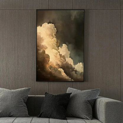 EVENING CLOUDS: Textured Cloudscape Painting, Vertical Wall Art | rolled canvas, ready for custom framing