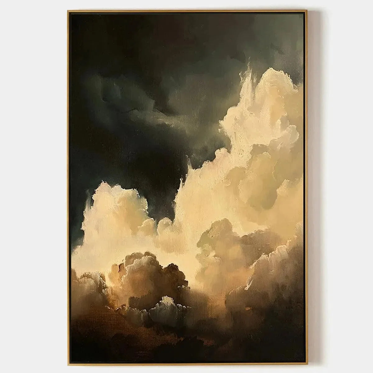 STORMY SKIES: Textured Cloudscape Painting, Vertical Wall Art | hanging in living room, Abstract wall art