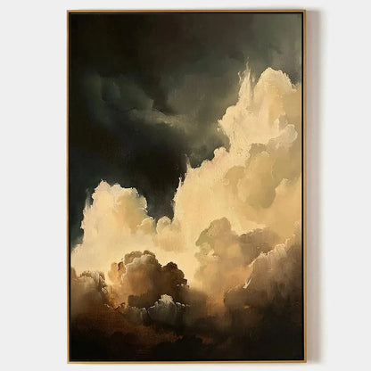 STORMY SKIES: Textured Cloudscape Painting, Vertical Wall Art | hanging in living room, Abstract wall art