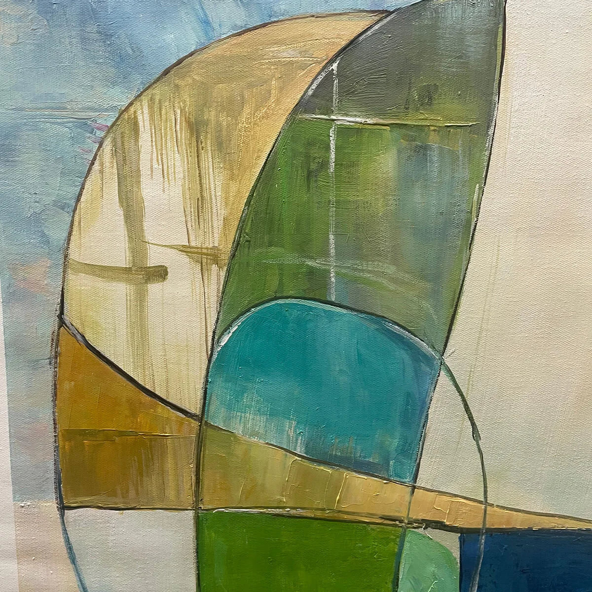 STRATA: Abstract Minimalist-Inspired Oil Painting | rectangular format, hand-painted canvas edge