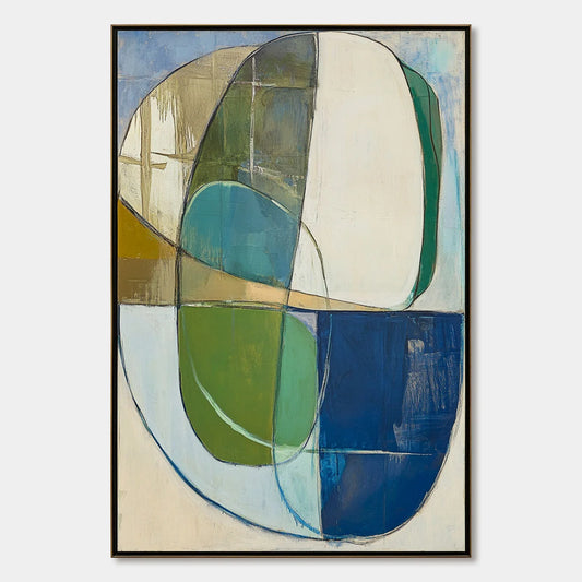 STRATA: Abstract Minimalist-Inspired Oil Painting | hanging in living room, Minimalist wall art