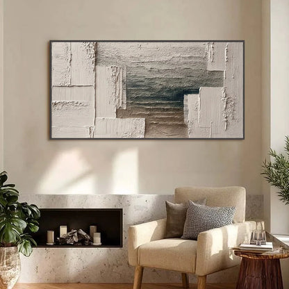 STRATA: Large Horizontal Textured Wabi Sabi Abstract Painting | Abstract closeup, raised brushwork detail