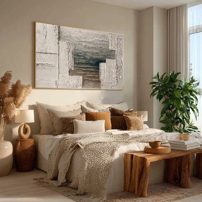 STRATA: Large Horizontal Textured Wabi Sabi Abstract Painting | multi-color palette, original oil on stretched canvas art