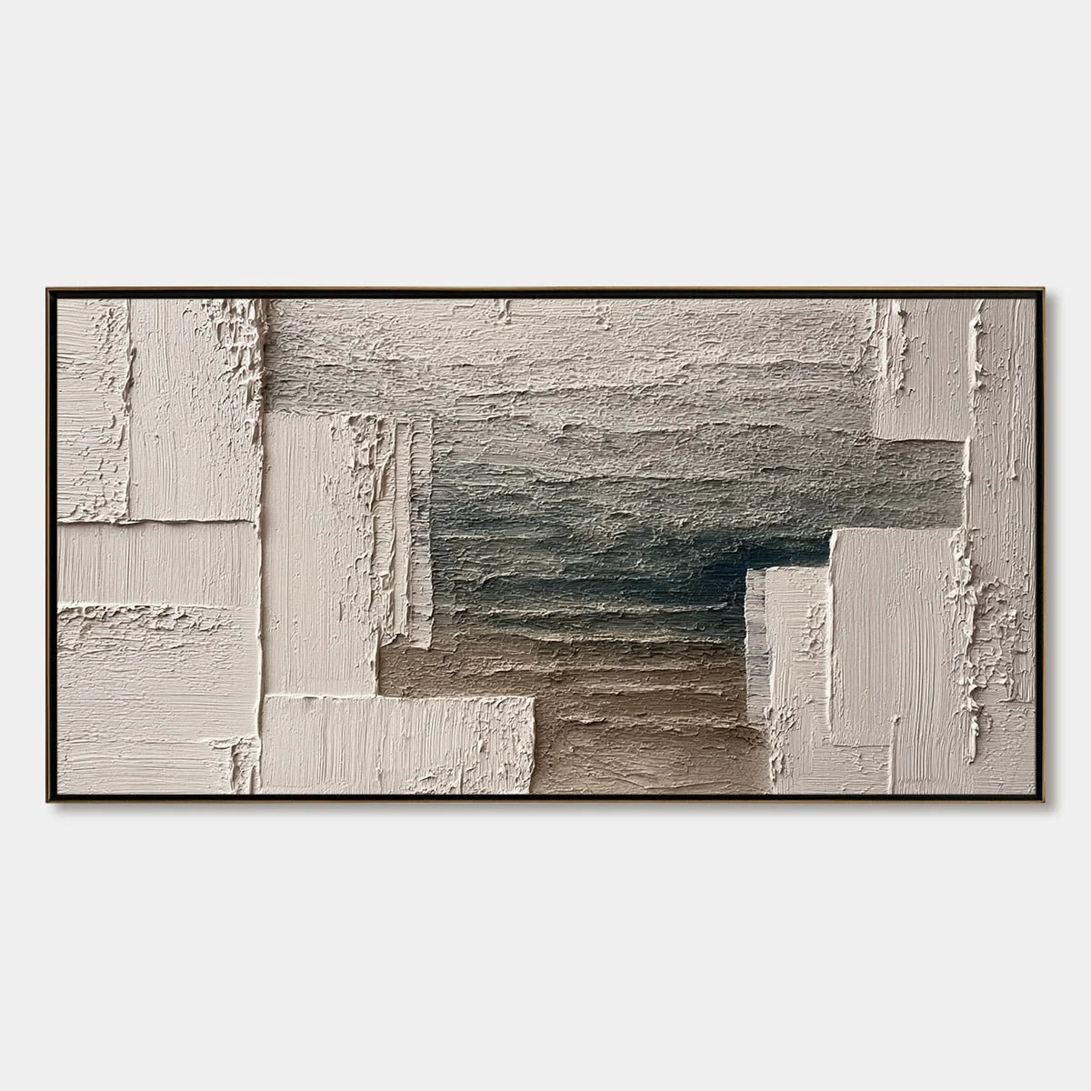 STRATA: Large Horizontal Textured Wabi Sabi Abstract Painting | hanging in living room, Abstract wall art