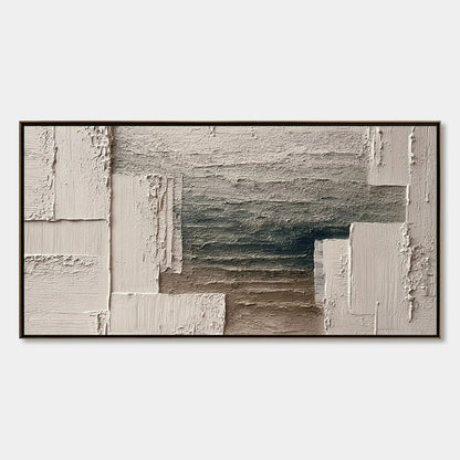 STRATA: Large Horizontal Textured Wabi Sabi Abstract Painting | hanging in living room, Abstract wall art