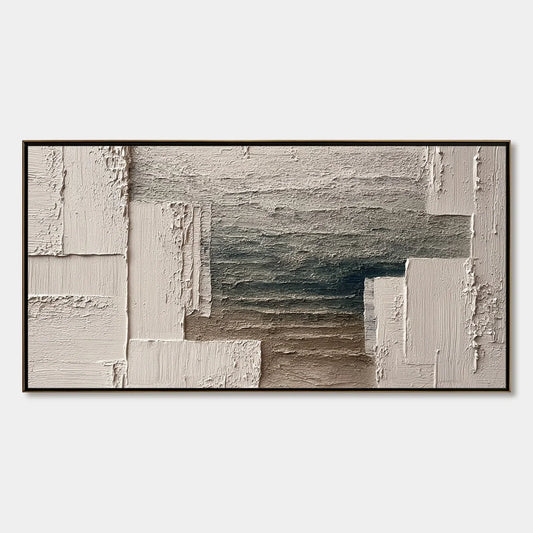 STRATA: Large Horizontal Textured Wabi Sabi Abstract Painting | hanging in living room, Abstract wall art