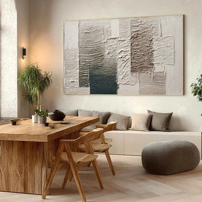 STRATA: Large Textured Wabi Sabi Abstract Painting | Abstract mood, soft natural light studio shot
