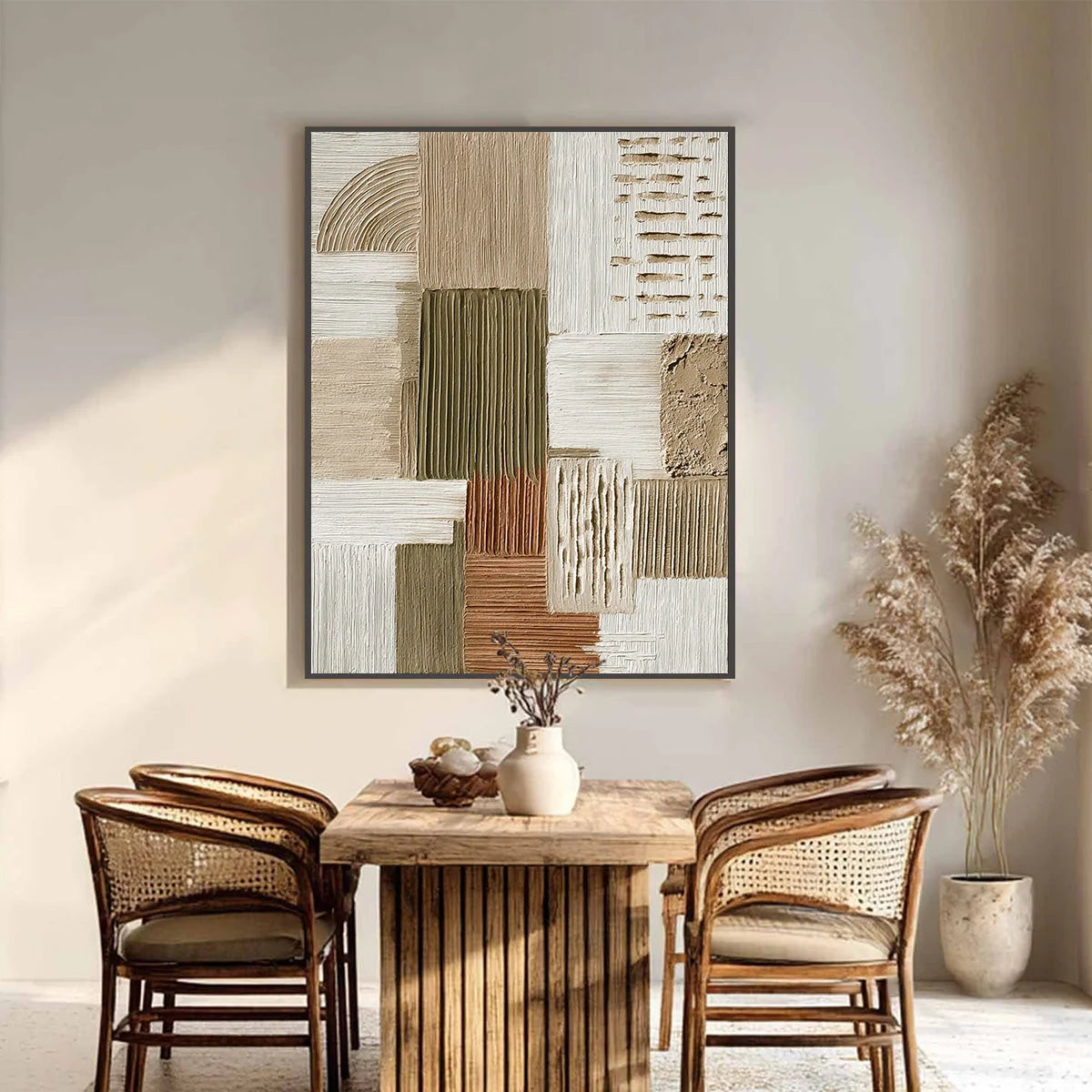 STRATA Textured Abstract Neutral Oil Painting for Modern Wall Art | Abstract closeup, raised brushwork detail